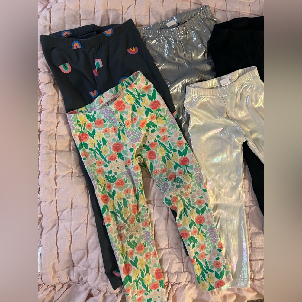 Colorful Floral and Metallic Kids Leggings Bundle of 10 leggings all 4T